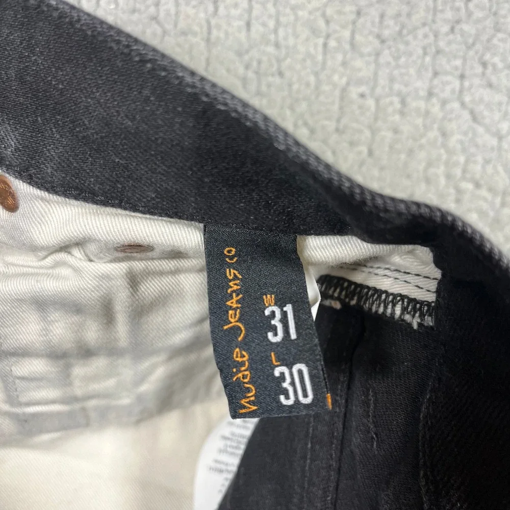 Nudie Jeans Co Lean Dean Dry Black Selvage Slim Tapered Jeans Mens 31x30 (31x28)